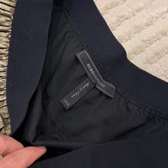 BCBGMaxAzria Metallic Gold Tiered Mini Skirt - Picture 2 of 4